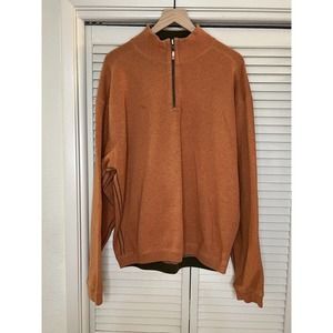 Tommy Bahama Men’s Orange 1/4 Zip Long Sleeve Pullover Sweater